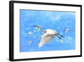 White Birds And Blue Sky-Ata Alishahi-Framed Giclee Print