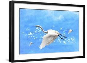 White Birds And Blue Sky-Ata Alishahi-Framed Giclee Print