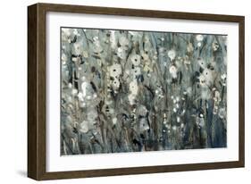 White Blooms with Navy I-Tim O'toole-Framed Art Print