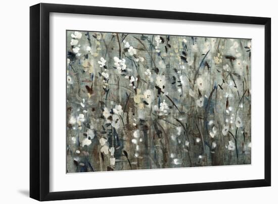 White Blooms with Navy II-Tim O'toole-Framed Art Print