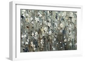 White Blooms with Navy II-Tim O'toole-Framed Art Print