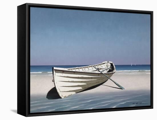 White Boat on Beach-Zhen-Huan Lu-Framed Stretched Canvas