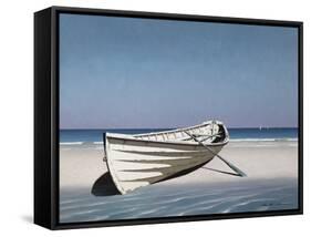 White Boat on Beach-Zhen-Huan Lu-Framed Stretched Canvas