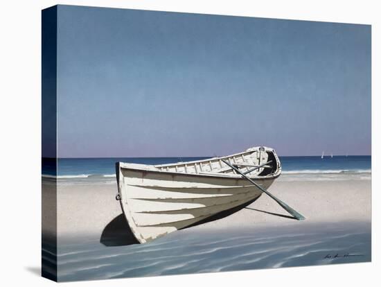 White Boat on Beach-Zhen-Huan Lu-Stretched Canvas