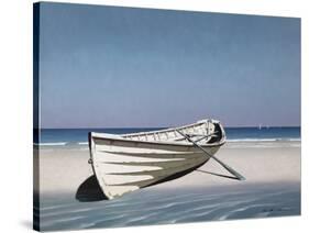 White Boat on Beach-Zhen-Huan Lu-Stretched Canvas