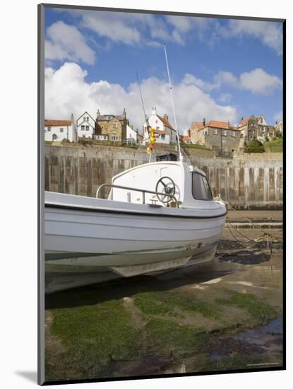 White Boat on the Landing in Harbour at Low Tide with Old Bay Area of Fishing Village-Pearl Bucknall-Mounted Photographic Print