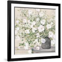 White Bouquet Gray Vase-Julia Purinton-Framed Art Print