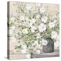 White Bouquet Gray Vase-Julia Purinton-Stretched Canvas