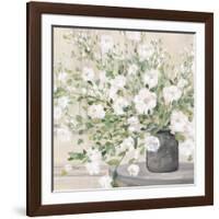 White Bouquet Gray Vase-Julia Purinton-Framed Art Print