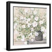 White Bouquet Gray Vase-Julia Purinton-Framed Art Print