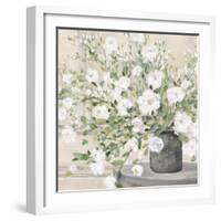 White Bouquet Gray Vase-Julia Purinton-Framed Art Print