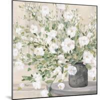 White Bouquet Gray Vase-Julia Purinton-Mounted Art Print