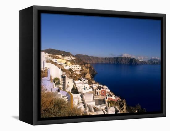 White Buildings on the Cliffs in Oia, Santorini, Greece-Bill Bachmann-Framed Stretched Canvas