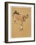 White Bulldog Approaches a Docile-Looking Cow in a Field-Cecil Aldin-Framed Art Print