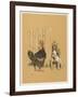 White Bulldog Looks up Enquiringly at a Rather Stern- Looking Turkey Cock-Cecil Aldin-Framed Art Print