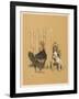 White Bulldog Looks up Enquiringly at a Rather Stern- Looking Turkey Cock-Cecil Aldin-Framed Art Print