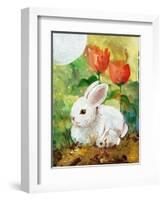 White Bunny Mom & Baby-sylvia pimental-Framed Art Print