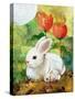 White Bunny Mom & Baby-sylvia pimental-Stretched Canvas