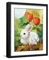 White Bunny Mom & Baby-sylvia pimental-Framed Art Print