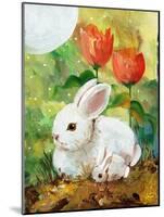 White Bunny Mom & Baby-sylvia pimental-Mounted Art Print