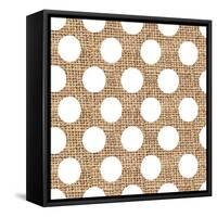 White Burlap Dots-Joanne Paynter Design-Framed Stretched Canvas