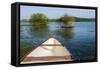 White Canoe in a Lake-Ali Kabas-Framed Stretched Canvas