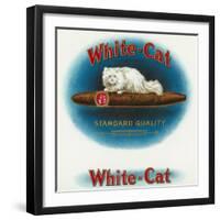 White-Cat Brand Cigar Box Label, Persian Cat-Lantern Press-Framed Art Print