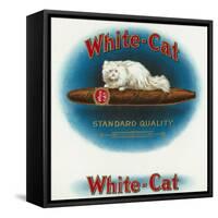 White-Cat Brand Cigar Box Label, Persian Cat-Lantern Press-Framed Stretched Canvas