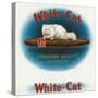 White-Cat Brand Cigar Box Label, Persian Cat-Lantern Press-Stretched Canvas