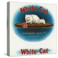 White-Cat Brand Cigar Box Label, Persian Cat-Lantern Press-Stretched Canvas