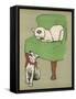 White Cat Relaxes on a Comfy Chair While a White Puppy Tries to Pull His Irritating Collar Off-Cecil Aldin-Framed Stretched Canvas