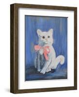 White Cat with Pink Bow-mcpuckette-Framed Photographic Print