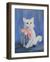 White Cat with Pink Bow-mcpuckette-Framed Photographic Print