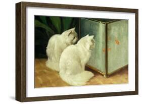 White Cats Watching Goldfish-Arthur Heyer-Framed Giclee Print