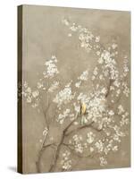 White Cherry Blossom I Neutral Crop Bird-Danhui Nai-Stretched Canvas