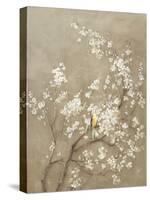 White Cherry Blossom I Neutral Crop Bird-Danhui Nai-Stretched Canvas