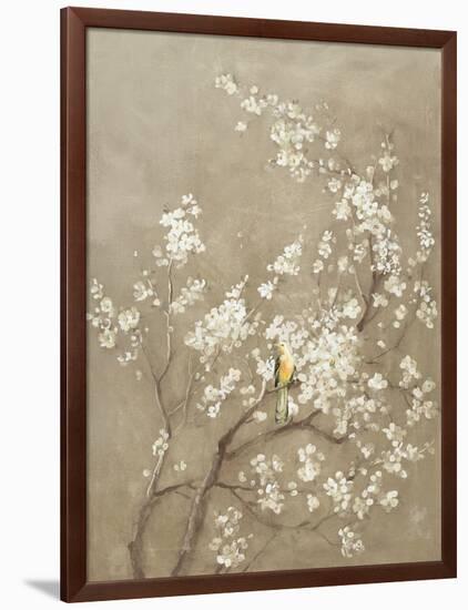 White Cherry Blossom I Neutral Crop Bird-Danhui Nai-Framed Art Print