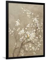 White Cherry Blossom I Neutral Crop Bird-Danhui Nai-Framed Art Print