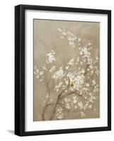 White Cherry Blossom I Neutral Crop Bird-Danhui Nai-Framed Art Print