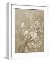 White Cherry Blossom I Neutral Crop Bird-Danhui Nai-Framed Art Print