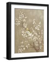 White Cherry Blossom II Neutral Crop Bird-Danhui Nai-Framed Art Print