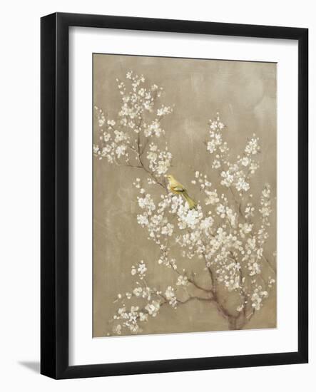 White Cherry Blossom II Neutral Crop Bird-Danhui Nai-Framed Art Print