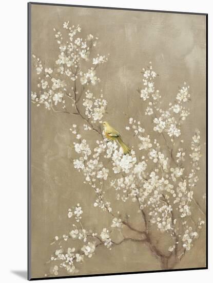 White Cherry Blossom II Neutral Crop Bird-Danhui Nai-Mounted Art Print