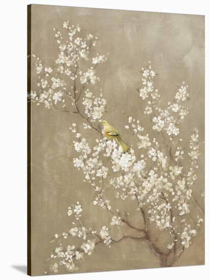 White Cherry Blossom II Neutral Crop Bird-Danhui Nai-Stretched Canvas