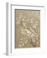 White Cherry Blossom II Neutral Crop Bird-Danhui Nai-Framed Art Print