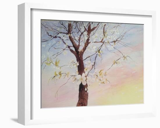 White Cherry Blossom-Mary Smith-Framed Giclee Print