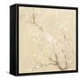 White Cherry Blossoms I Linen Crop-Danhui Nai-Framed Stretched Canvas