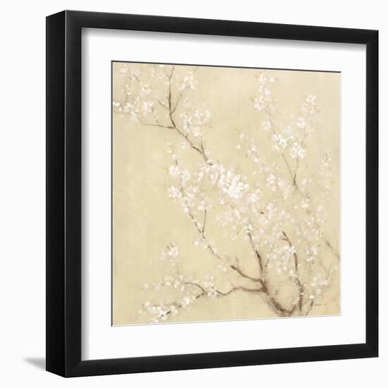 White Cherry Blossoms I Linen Crop-Danhui Nai-Framed Art Print