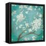 White Cherry Blossoms I on Blue Aged No Bird-Danhui Nai-Framed Stretched Canvas