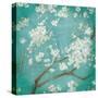 White Cherry Blossoms I on Blue Aged No Bird-Danhui Nai-Stretched Canvas